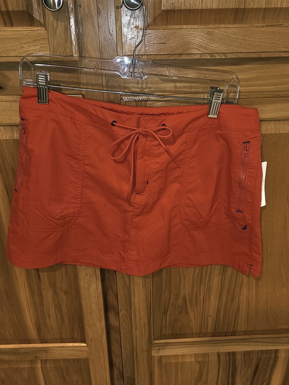 Nautica Orange Drawstring Mini Skirt